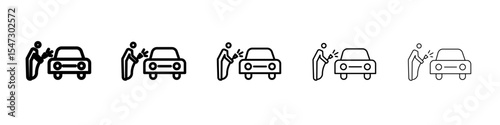 Car wash shop icon flat illustration set logo