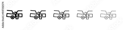 car side crash icon flat illustration set logo
