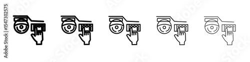 Car with touchscreen display icon flat illustration set logo