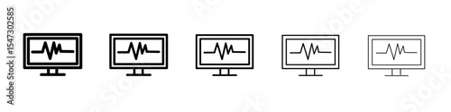 cardiogram icon flat illustration set logo