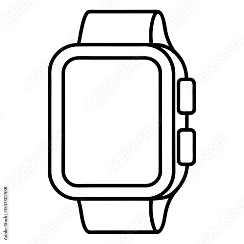 Modern smartwatch outline illustration on a clean white background