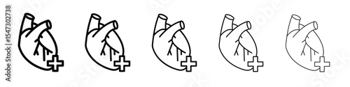 Cardiology icon flat illustration set logo