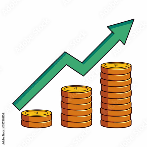 Modern financial growth arrow illustration with upward trend and positive momentum