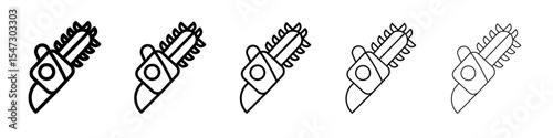 Chainsaw icon flat illustration set logo