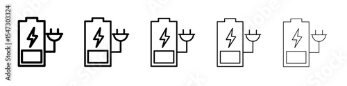 Charging battery icon flat illustration set logo