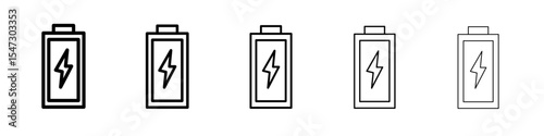 Charging battery icon flat illustration set logo