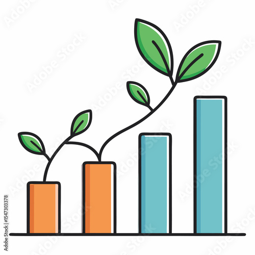 Abstract line art of a plant growing from a circular base symbolizing eco friendly development