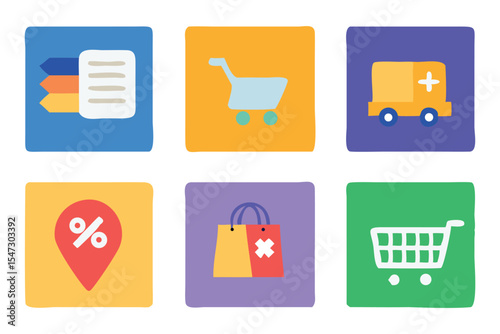 shopping icons set