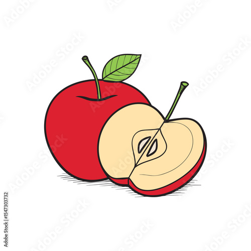 Clean slice of apple shown in simple illustration