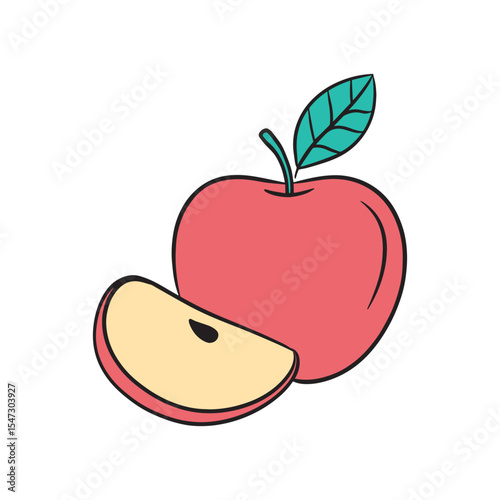 Apple sliced in half, drawn simply
