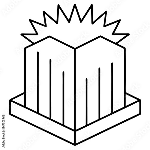Clean outline of a statistical box plot with a central box and whiskers