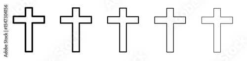 Christian Cross icon flat illustration set logo