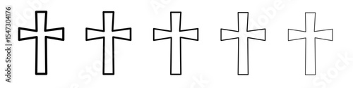 Christian Cross icon flat illustration set logo
