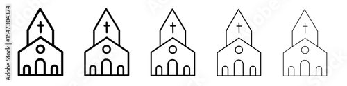 Church icon flat illustration set logo