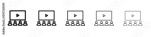 cinema audience icon flat illustration set logo