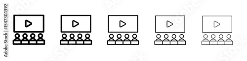 cinema audience icon flat illustration set logo