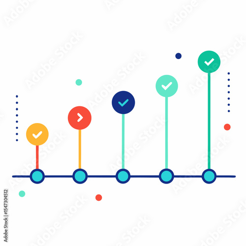 Modern timeline with data points and statistics suitable for business presentations and reports
