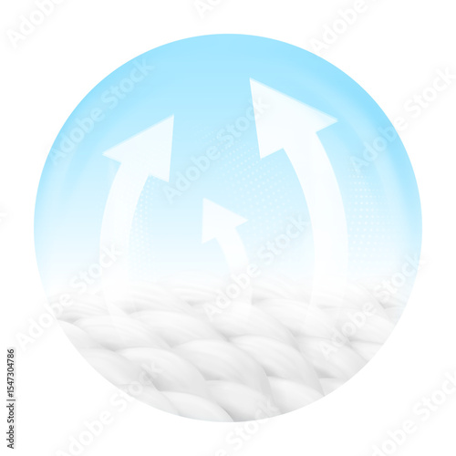 Material with arrows for presentation breathable materials, airflow, air exchange. Vector illustration isolated on white background. Ready for use in your infographic, presentation. EPS10.