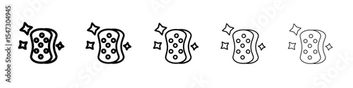 Cleaning sponge icon flat illustration set logo