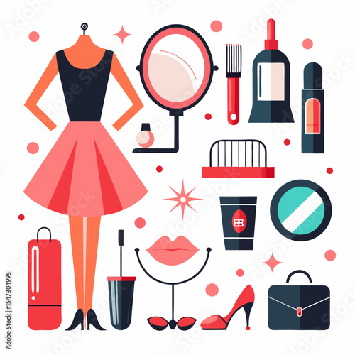 Beauty and fashion icons a set of elegant design elements