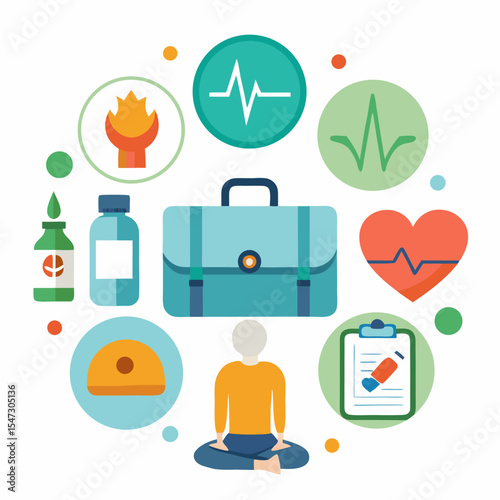 Health and wellness icons a set of 10 medical and fitness symbols