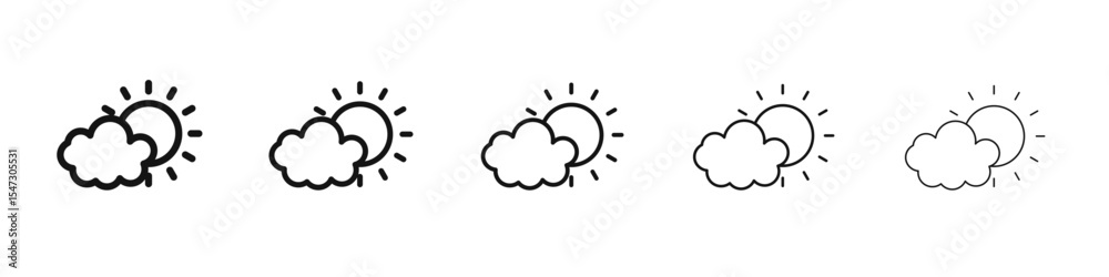 Cloud sun icon flat illustration set logo Cloud sun icon flat illustration set logo