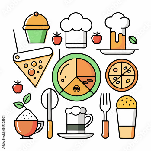 Minimalist food and drink icon set 10 high quality icons