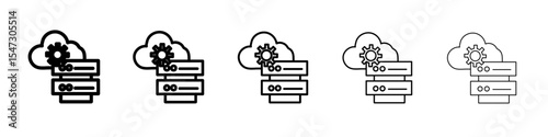 Cloud Data settings icon flat illustration set logo