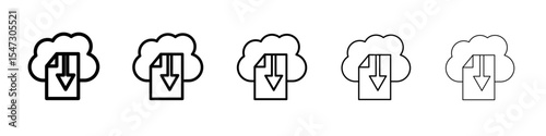 Cloud download file icon flat illustration set logo