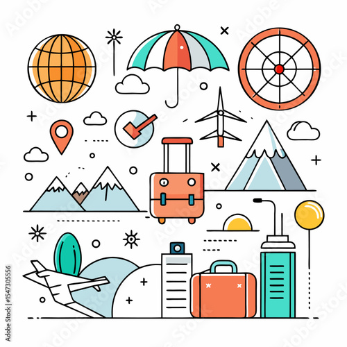 Ten travel and adventure icons a mini set for design projects
