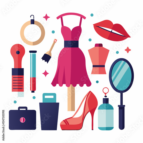 Beauty and fashion icons a set of elegant vector graphics