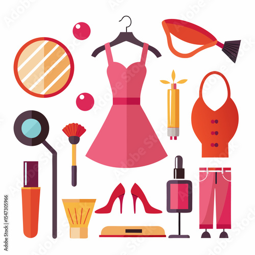 Beauty and fashion icons a set of elegant design elements