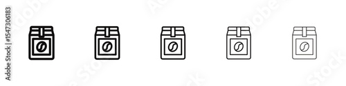 Coffee paper bag icon flat illustration set logo