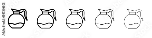 coffee pot icon flat illustration set logo