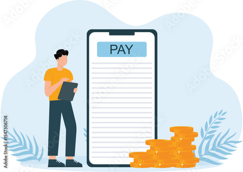 Payment Pay,Money management, financial planning or wealth management or investment portfolio
