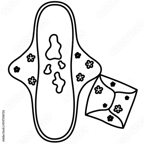 Hand drawn Reusable menstruasi pads illustration, Feminine hygiene products
