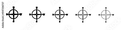 compass navigation icon flat illustration set logo