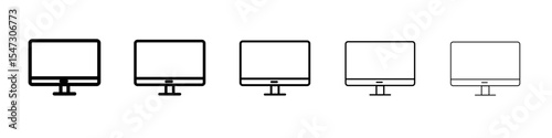 Computer monitor icon flat illustration set logo