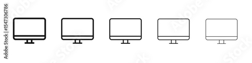 Computer screen icon flat illustration set logo