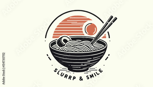 Logo featuring noodles and chopsticks, representing a cozy restaurant vibe