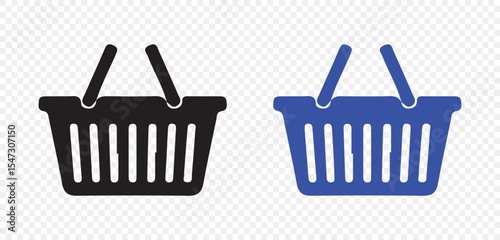 Flat Design Retail Basket Icons Isolated