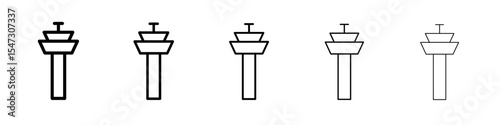 Control Tower icon flat illustration set logo
