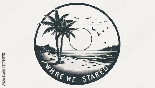 vector illustration of a tropical island with palms