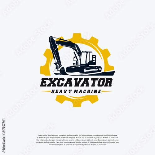 Excavator Heavy Machine logo designs template, Great Excavator logo Badge Vector, Logo symbol icon