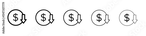 Cost reduction icon flat illustration set logo