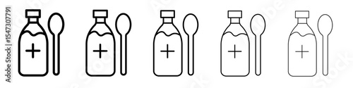 cough syrup icon flat illustration set logo