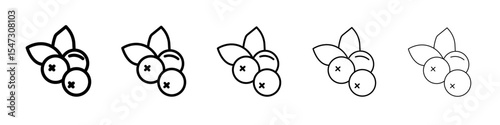 Cranberry icon flat illustration set logo