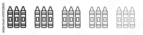 Crayon icon flat illustration set logo
