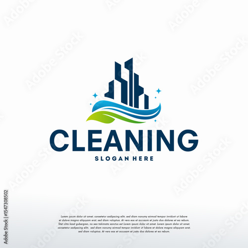Cleaning Service logo template concept, Clean Building City Logo template, Logo symbol icon