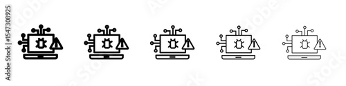 Cyber attack icon flat illustration set logo